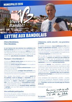 Lettre de candidature aux Bandolais d'Eric LALANDE